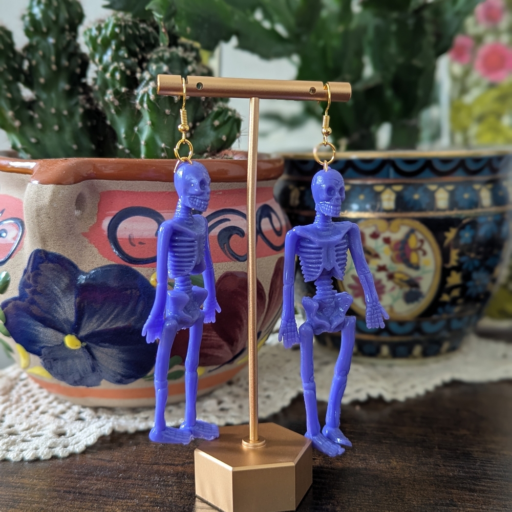 Purple Skeleton Earrings